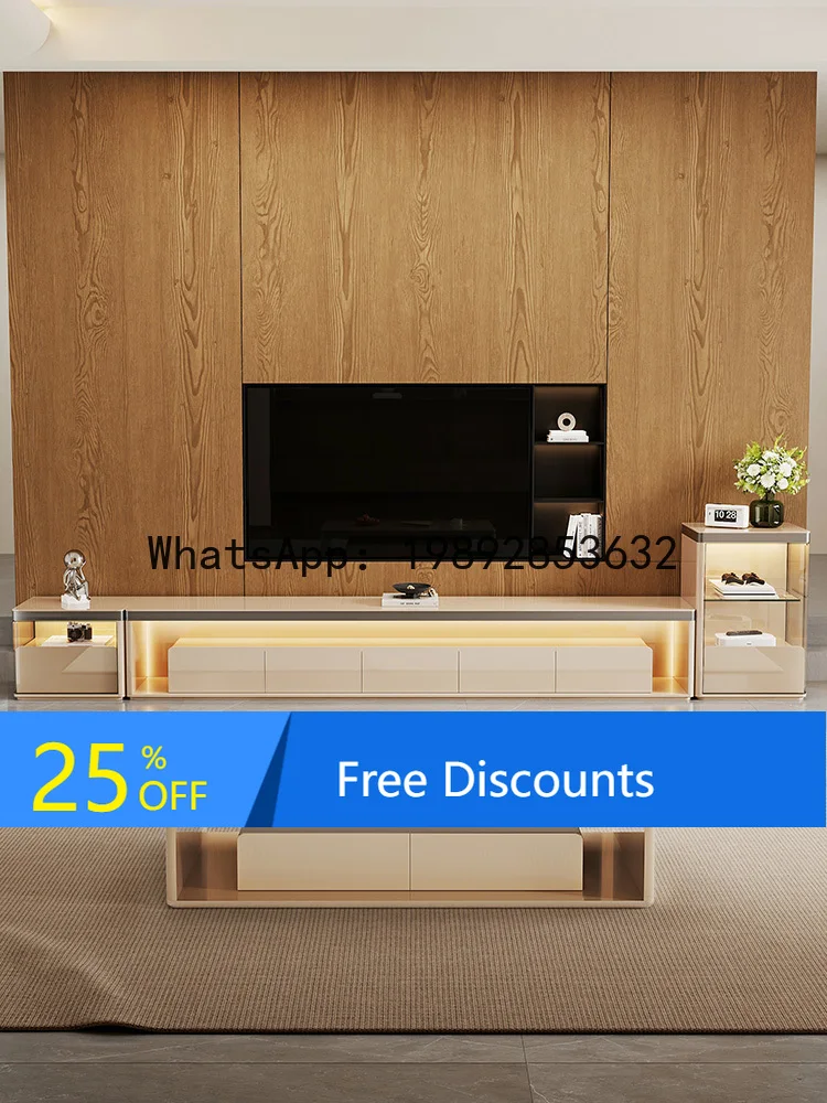 YFY Luxury High-End Solid Wood TV Cabinet and Coffee Table Set Living Room 2025 New Model High-End Floor-Standing TV Cabinet