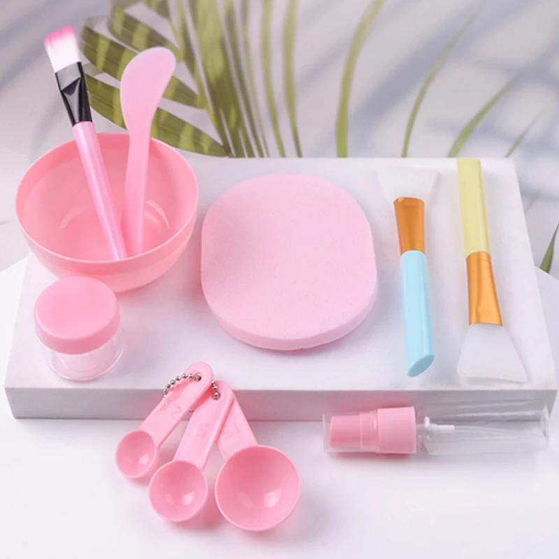 11 Uds. Juego de cuencos para máscara rosa, máscara Facial, juego completo de herramientas de belleza, botellas de cepillo para máscara, kits de herramientas para el cuidado de la piel