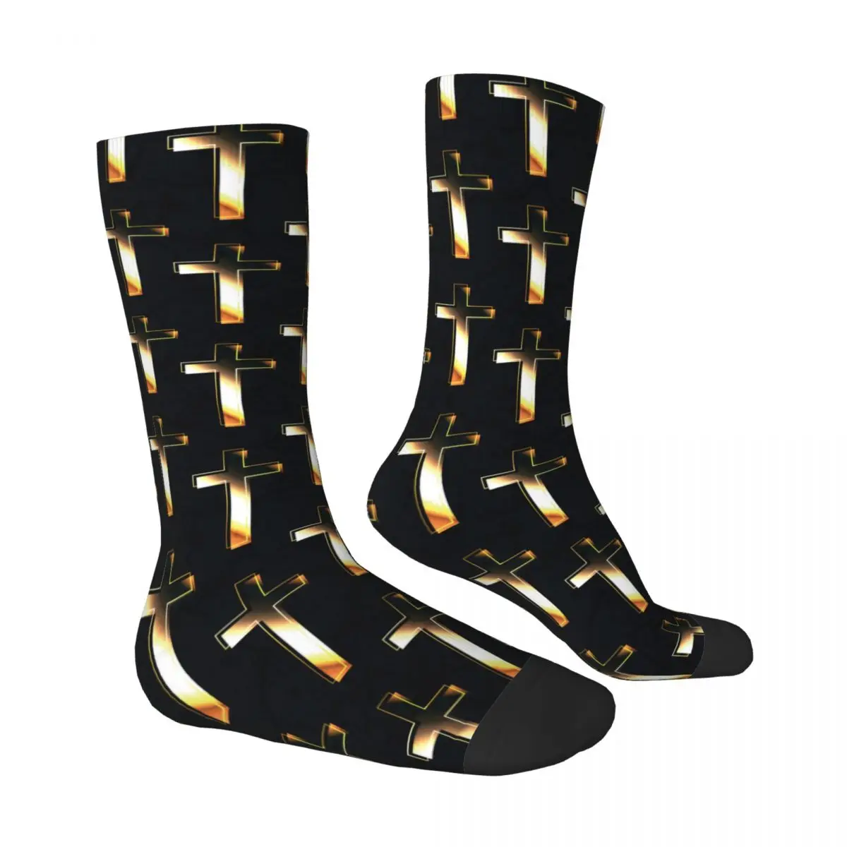 Gold Jesus God Cross Socks Male Mens Women Autumn Stockings Harajuku