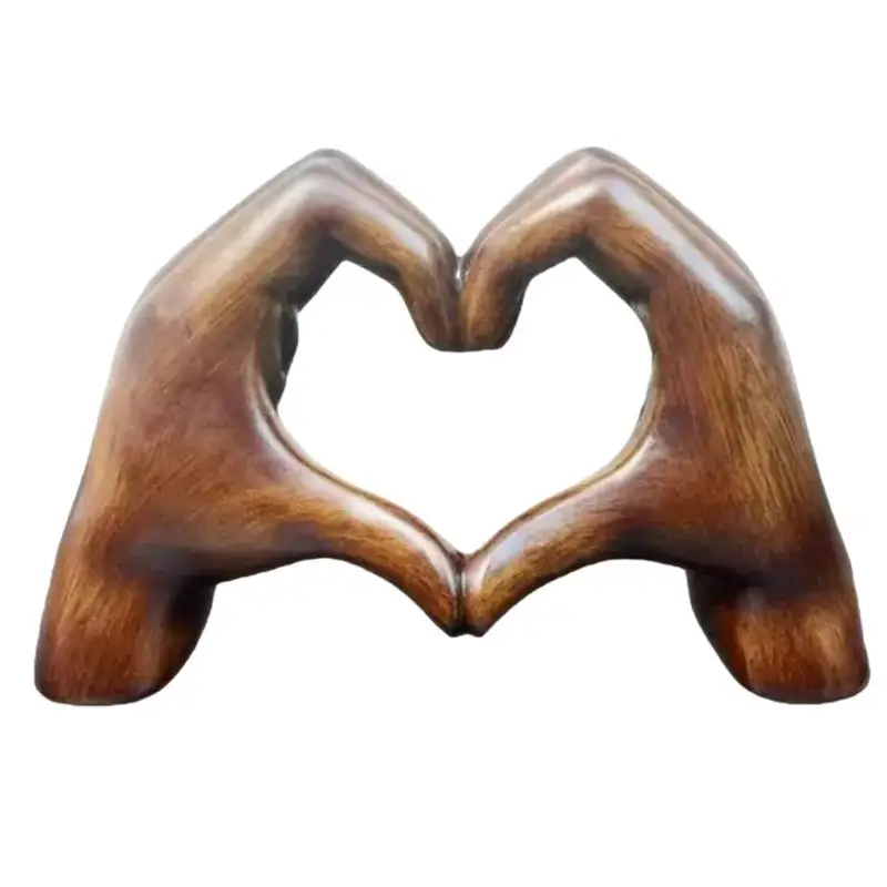 Heart Hands Sculpture Love Hands Statue Decor Love Finger Aesthetic Boho Wedding Accents Decorations Resin Decor For Shelves