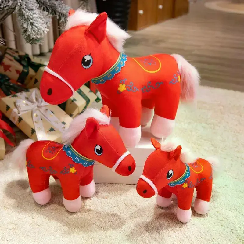 2026 ano novo cavalo mascote simulação pônei boneca de pelúcia brinquedo macio pelúcia bonecas decoração para casa para crianças presentes