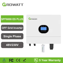 Growatt 6KW Off Grid Inverter Pure Sine Wave With WiFi Single Phase 48V 230V Grid Support Hybrid Inverter SPF 6000 ES Plus