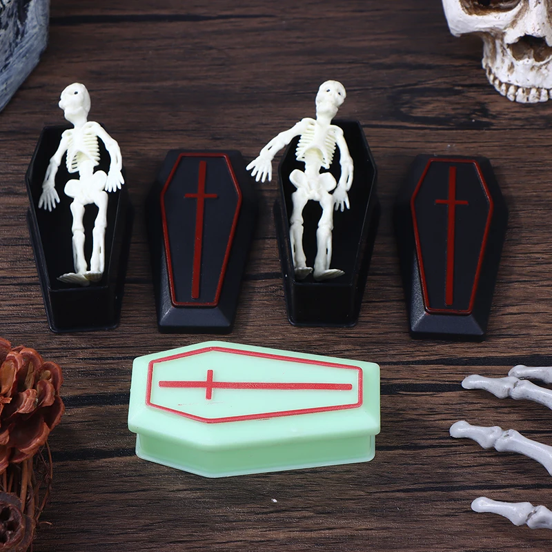 2/4 個ドールハウスハロウィン棺箱スケルトンマン装飾飾り模型玩具ミニチュアいたずら小道具ボックスモデルトリッキー小道具