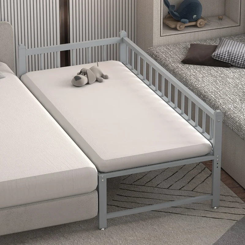 

Light Luxury Mental Children's Splicing Wide Side Bed With Guardrail Step Boys Girls Sofa Adult Can Sleep Single Kids Bed