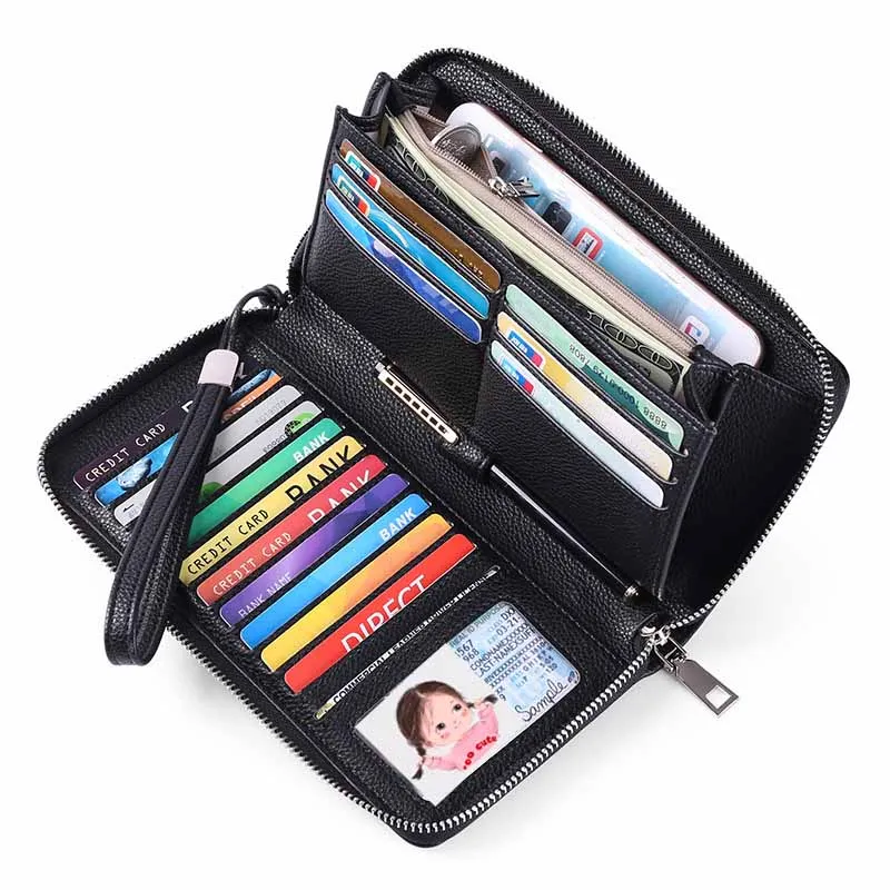 

Women RFID Blocking Wallet Leather Zip Around Phone Clutch Large Capacity Ladies Travel Purse Wristlet Multi Card Organizer