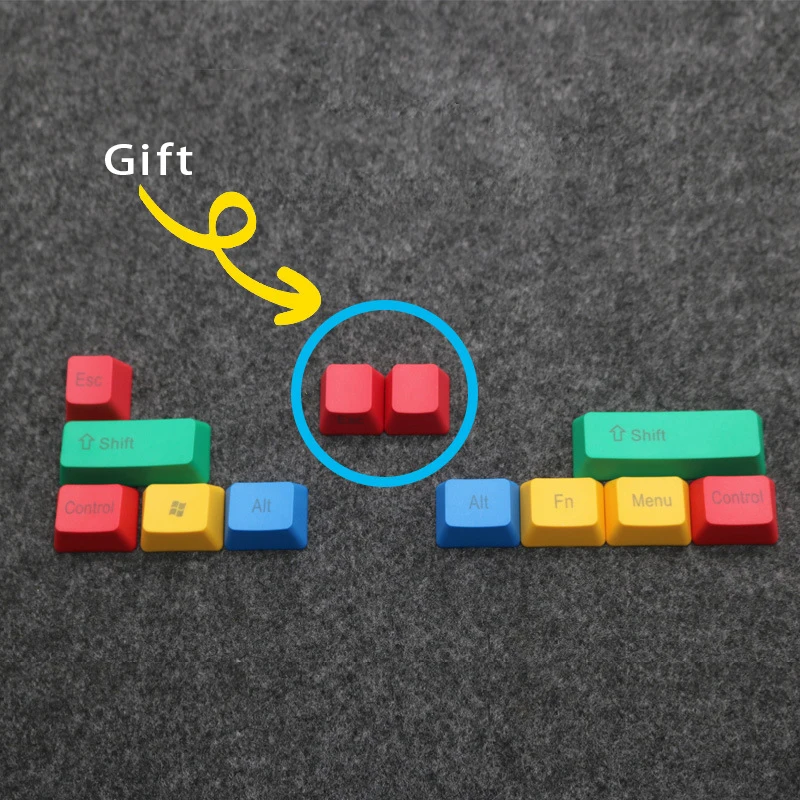 10 Mac Keys Menu Control RGBY Colorful keycap Blank/Top/Side Printed PBT Keycaps for USB Mechanical Keyboard DIY Replacement
