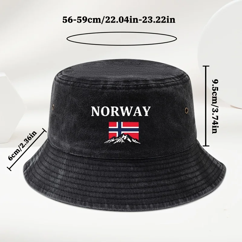 A Stylish And Versatile Unisex NORWAY Printed Bucket Hat, Perfect for Outdoor Activities Like Vacations, Travel, And Camping