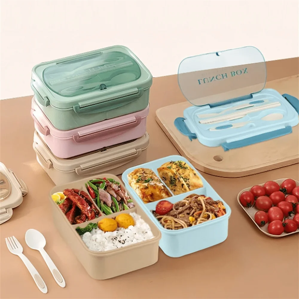 40.58oz Lunch Box with Utensils & Insulated Bag 3 Compartments Leak-Proof Bento Lunch Box for Students Workers Healthy Meal Prep