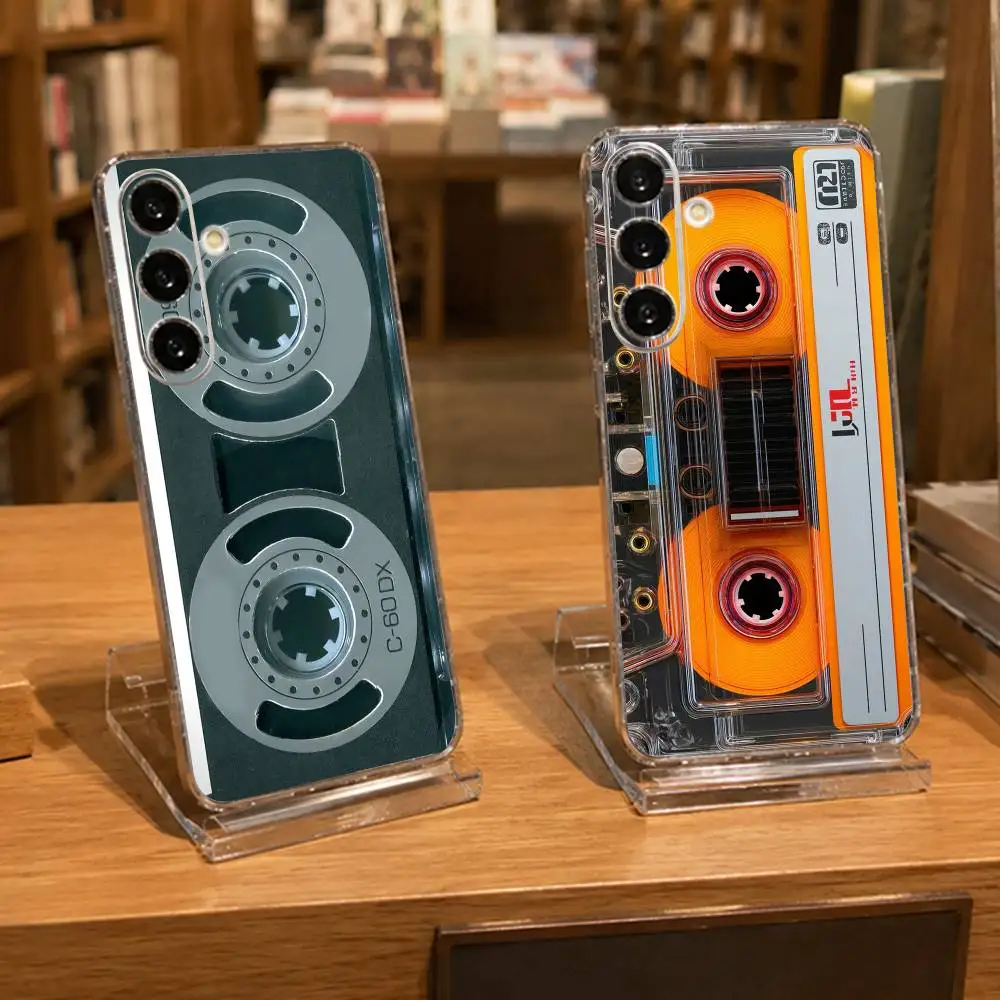 Cassette Tape Casing vintage Phone Case For Samsung A71, A70, A52, A51, A40, A30, A20 Transparent Cover
