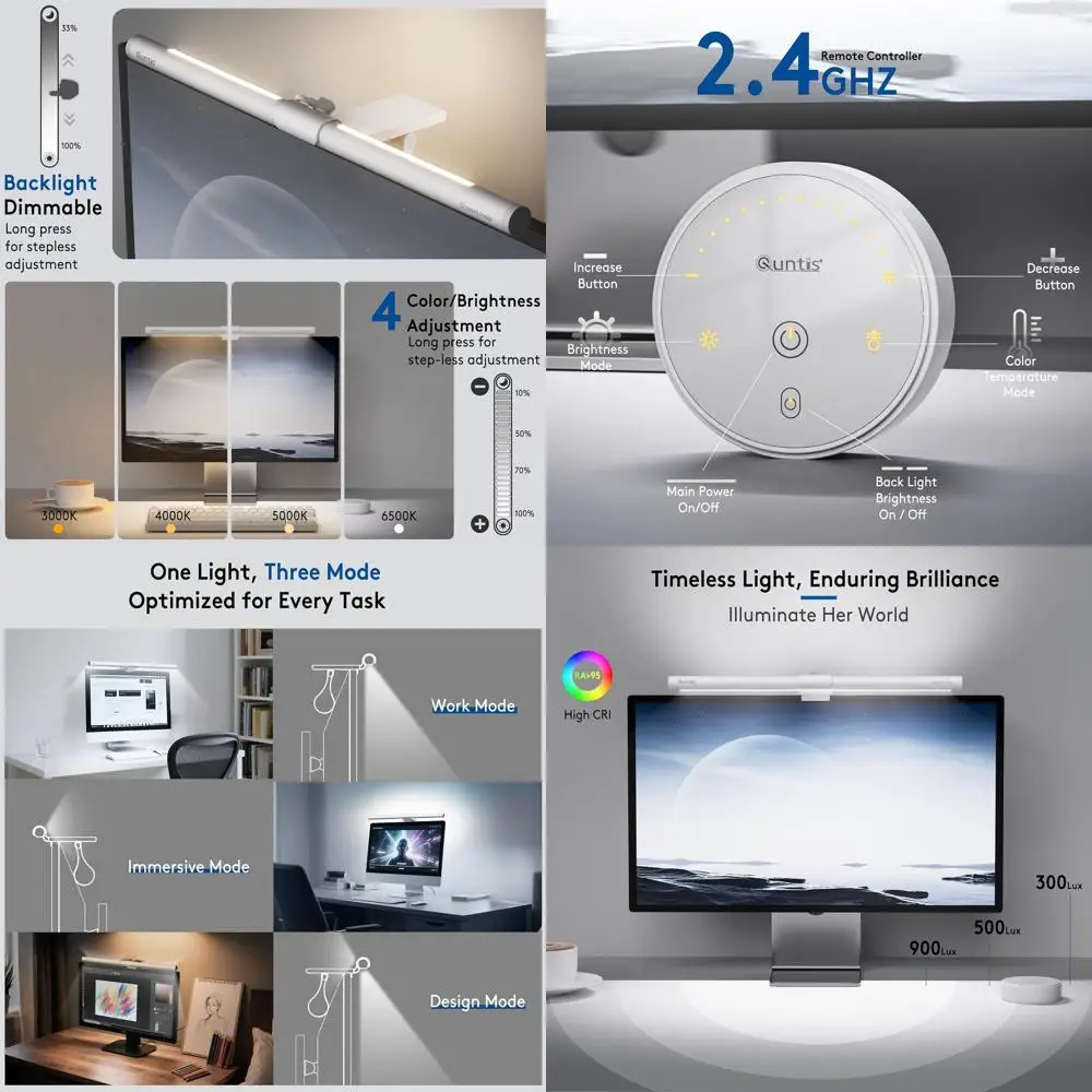 

Компактная светодиодная настольная лампа с пультом ДУ, защита глаз от бликов, регулируемая яркость, идеально подходит для домашнего офиса, подсветка для компьютера