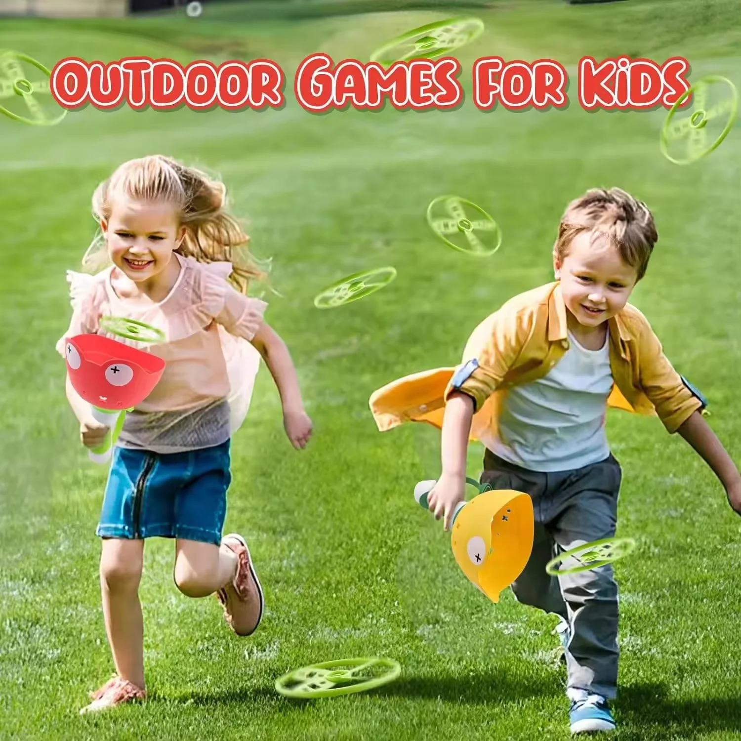 Kids Flying Saucer Launcher Gun Toy Flying Disc Shooting Soaring Ejection Catapult Funny Outdoor Sports Games for Kids Boys Gift