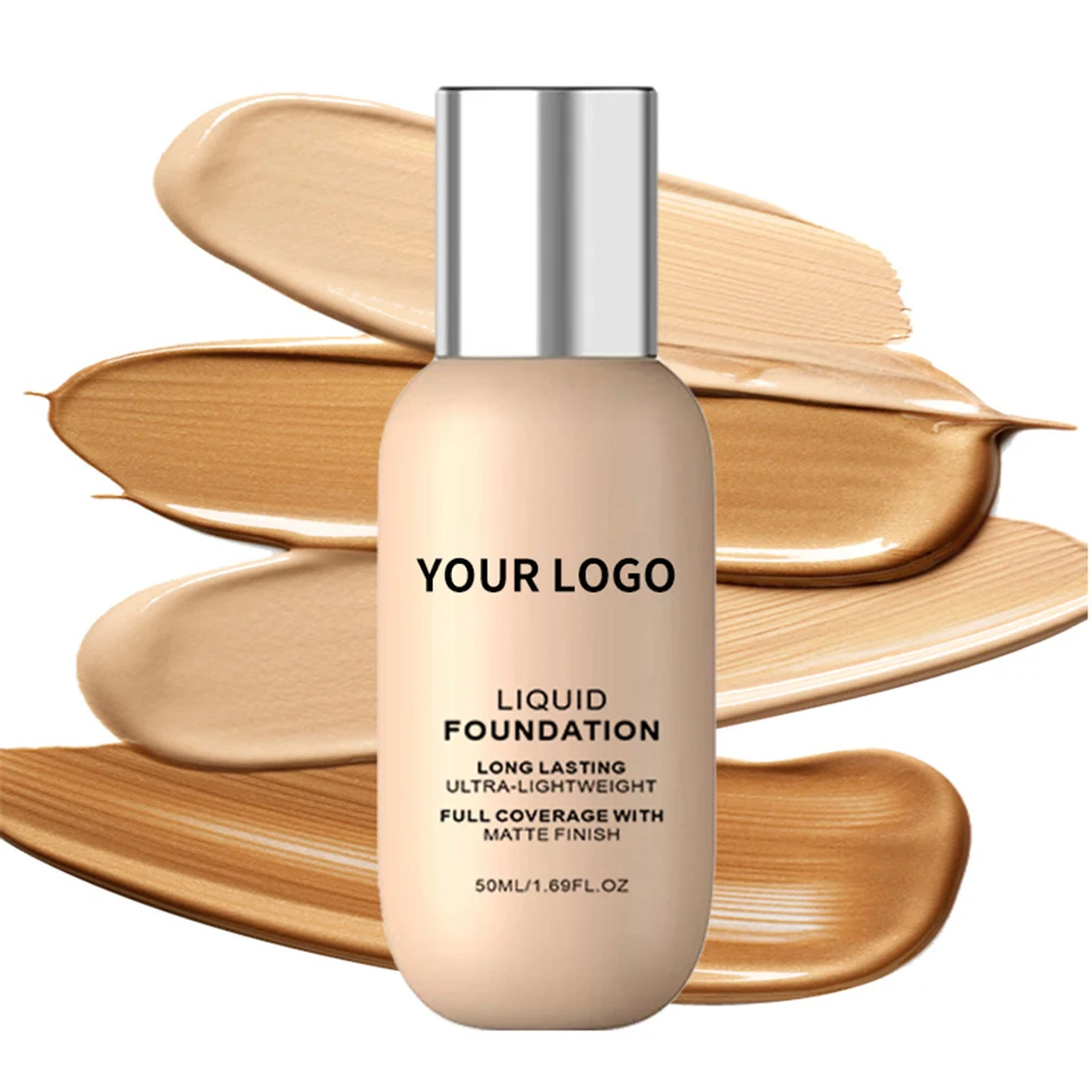 Fondotinta liquido con etichetta privata da 50 ml Logo personalizzato Biberon sfuso BB Cream Correttore Copertura completa Trucco opaco Vegan all'ingrosso