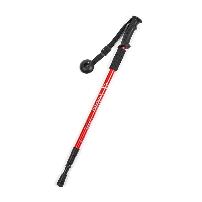 Ultralight Aluminum Alloy Folding Trekking Pole - Telescopic Straight-Grip Mountain Climbing Stick
