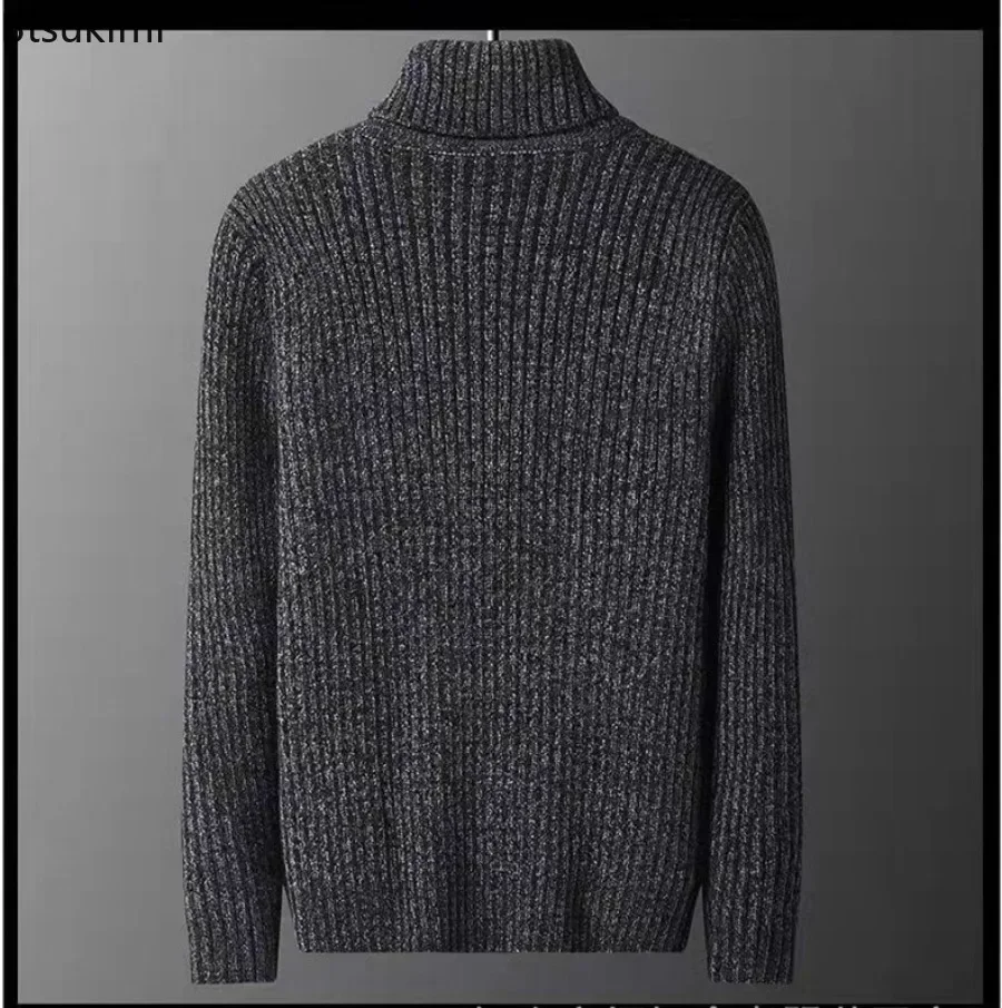 Novo 2025 masculino grosso quente suéteres de malha casual inverno engrossado homem pullovers alta pescoço sólido fino macio suéteres para homens