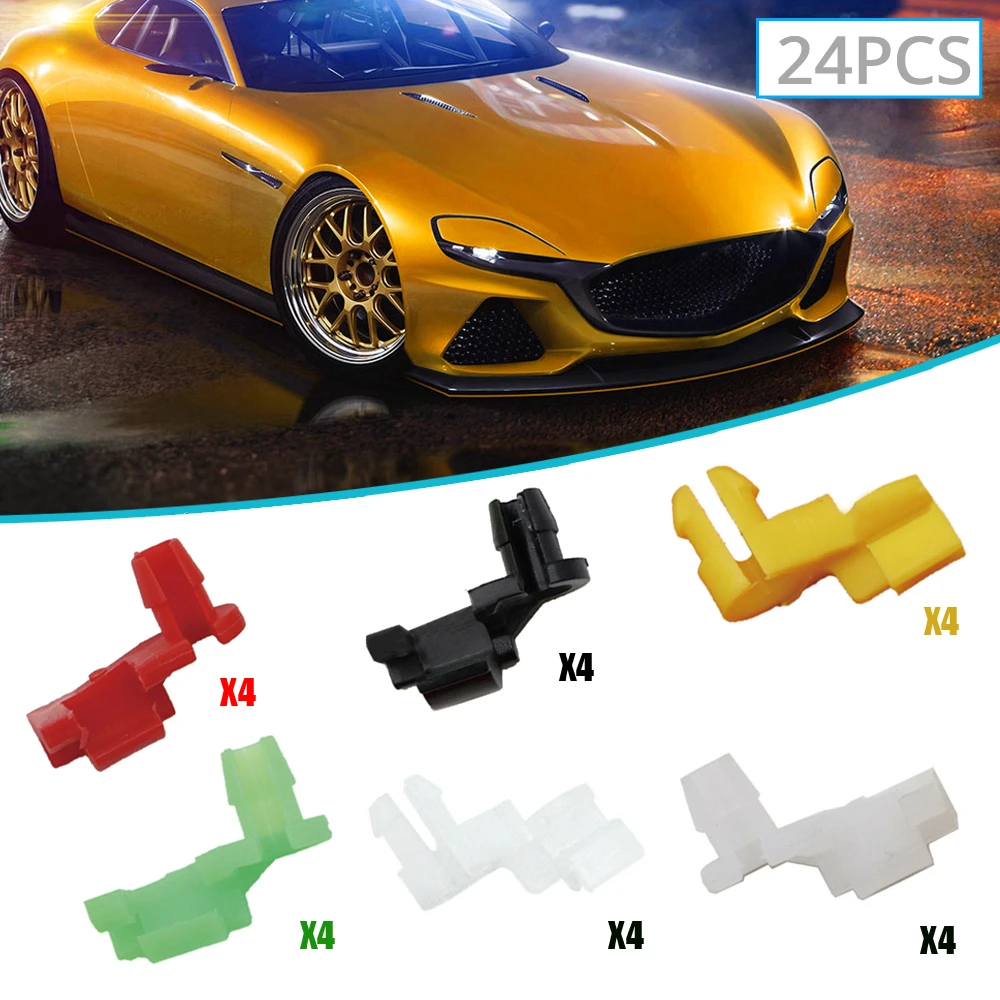 

24pcs Car Door Lock Rod Clips Rod Push Fasteners Clip Nylon Plastic Auto Accessories Car Tailgate Handle Rod Clip Kit Car Parts