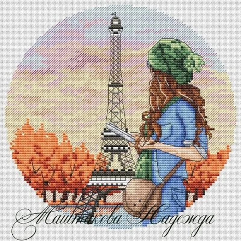 top Customized Embroidery Dreams of Paris Cross Stitch Supplies with 14CT Aida Counted Canvas   for Home Decoration