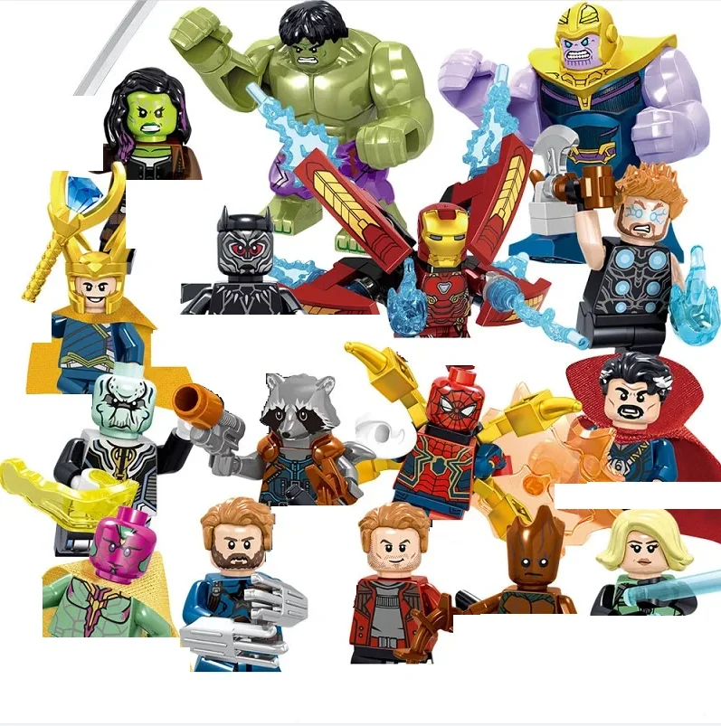 Marvel MOC Super Hero 16 Building Blocks Set Puzzle DIY Assembly Building Blocks Interactive Toy Children's Birthday Gift