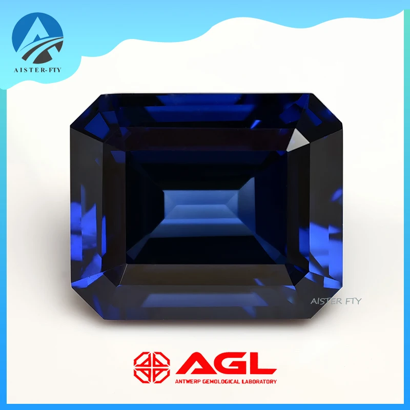 

Top Royal Blue Lab Grown Sapphire Gemstone Emerald Cut Synthetic Loose Stone Rings DIY Making Jewelry Blue Gem Gifts