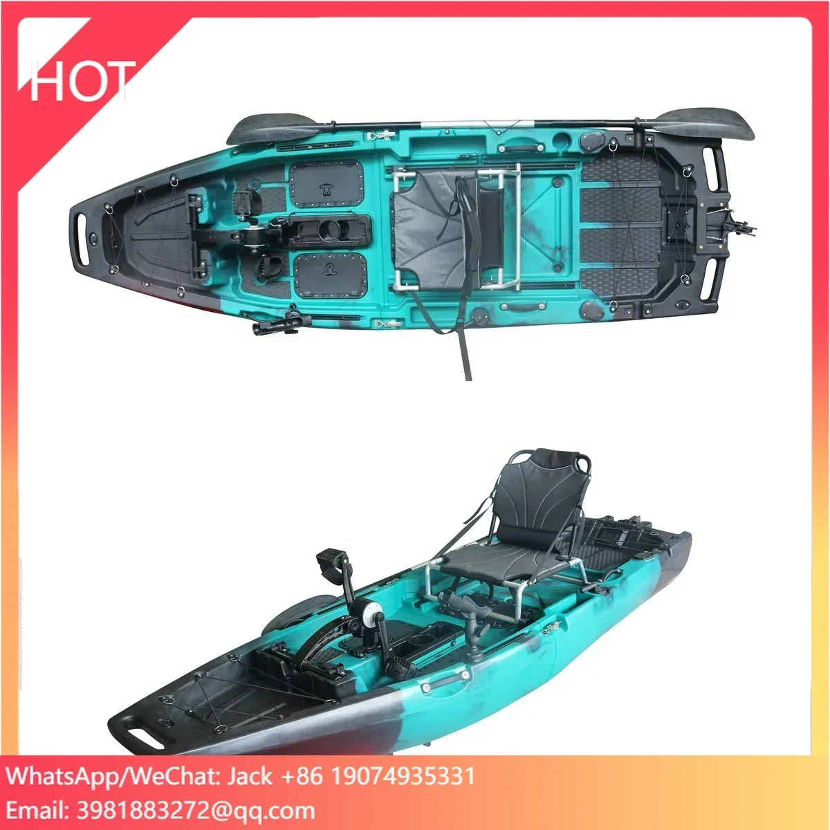 

Vicking 9 Ft Propeller Ocean Pedal Drive Kayak Modular 1-Person HDPE Sea Kayak For Fishing HDPE Hull Material Rivers