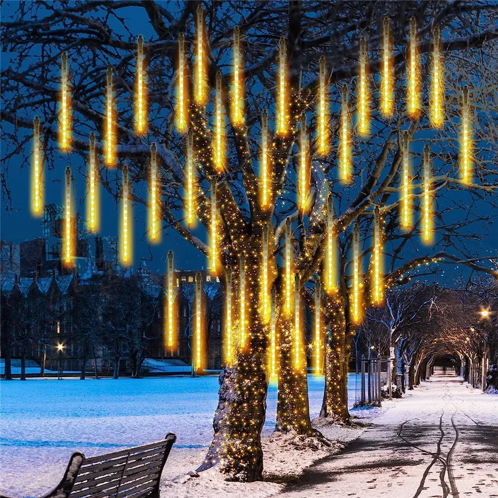 Imagem -02 - Fairy Street Garden Led Light String Tubos Decoração de Natal Iluminação de Guirlanda ao ar Livre Luzes de Meteoro Eua