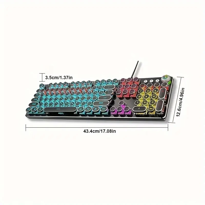 Ewetn punk máquina de escrever teclado mecânico para jogos 104 teclas teclado led colorido retroiluminado usb com fio estilo antigo teclados para windows