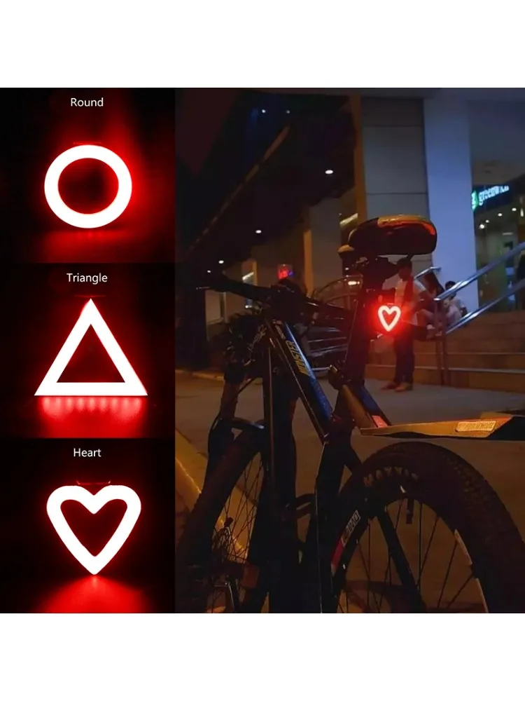 AliExpress NONE BUCKLOS Bicycle Taillight Rechargeable MTB Rear Light 5 Mode Cycling Lamp Heart Shape Waterproof Road Bike Tail Light Flash