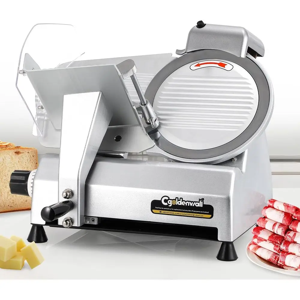 

Commercial Meat Slicer hine, 240W 0-0.7" Adjustable ThicknElectric Deli Meat Cheese ood Slicer, 10" Semi-Auto rozen Meat Slicer