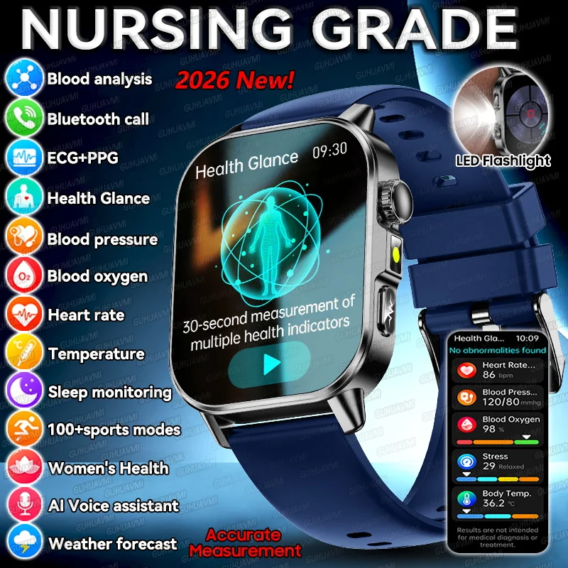 

Новые смарт-часы 2026 года для анализа состояния здоровья: ЭКГ+ВСР, анализ крови (липиды, мочевая кислота, давление), Bluetooth-звонки. Для мужчин и женщин.