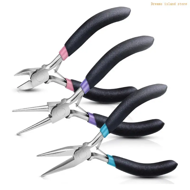 3Pcs Needle Nose Pliers Jewelry Pliers Jewelry Making Tool Comfortable Grip Handle Craft Pliers for Craft HX6C