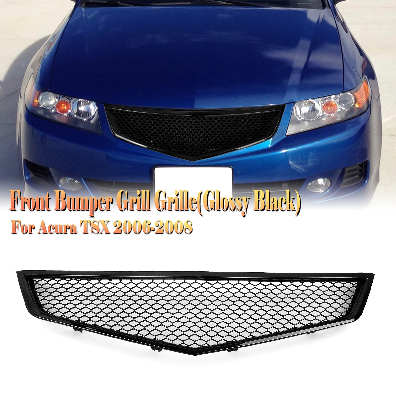 

Front Grille Racing Grill For Acura TSX 2006-2008 Honeycomb Style Carbon Fiber Look/Gloss/Matte Black Car Upper Bumper Hood Mesh