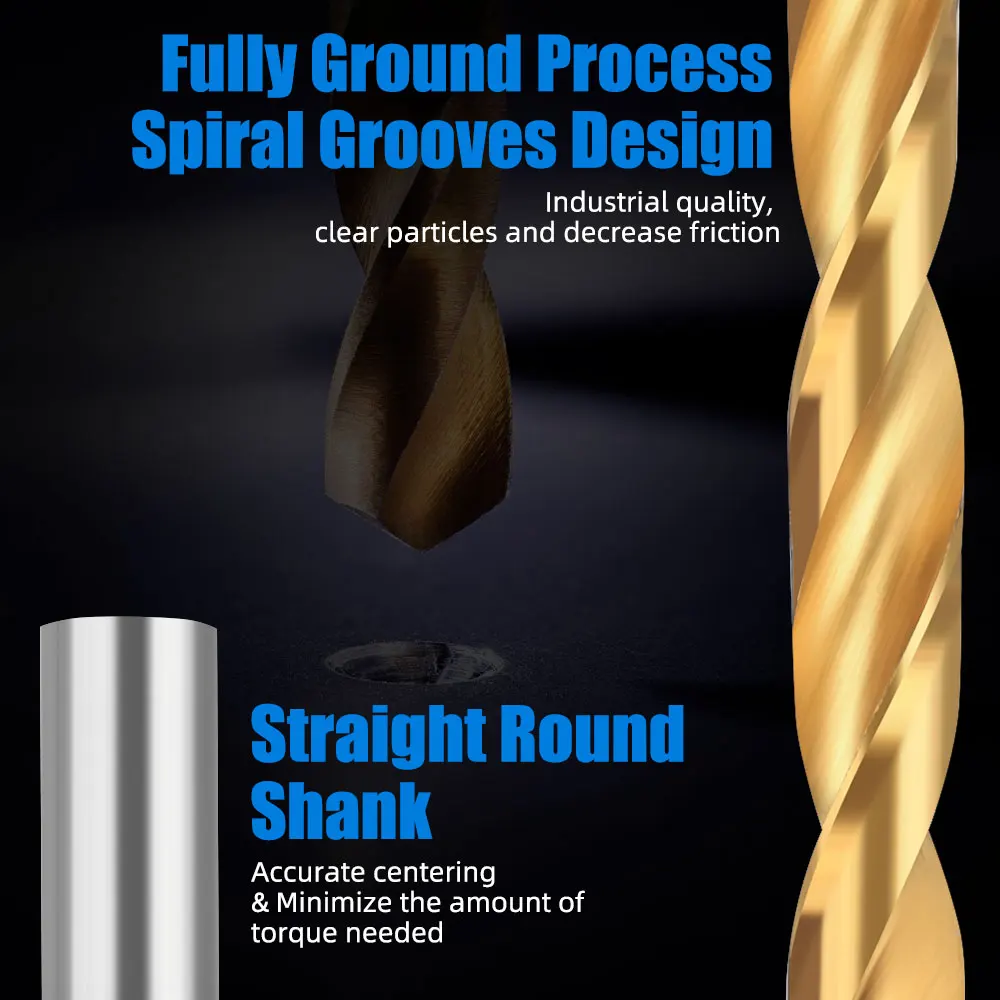 XCAN 60 szt. Wiertła kręte HSS powlekane tytanem 1/1,5/2/2,5/3/3,5 mm Wiertło do drewna ze stali szybkotnącej do majsterkowania