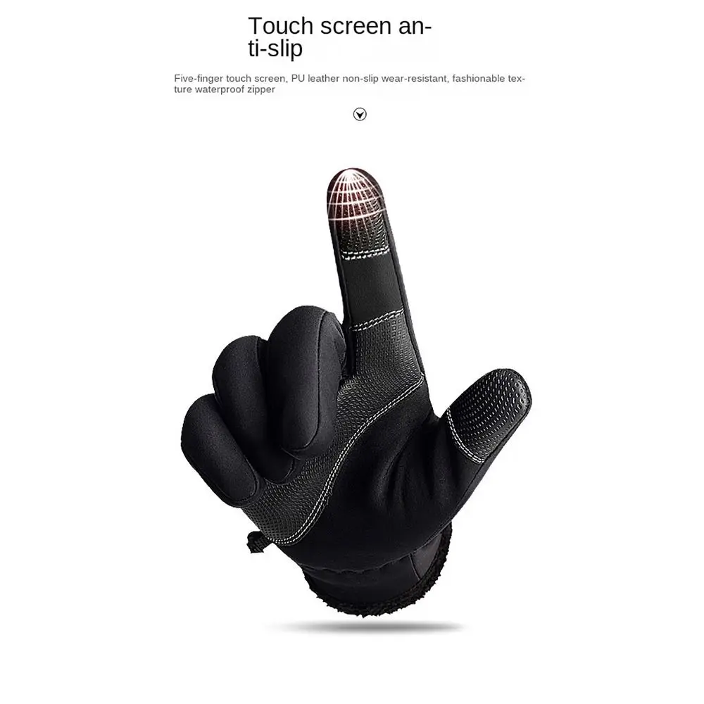 

Practical Touchscreen Winter Gloves Winter Warm Non-slip Fleecing Gloves Thermal Fleece Lined Motorcycle Gloves Men Women