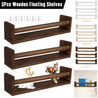 3Pcs Wooden Floating Shelves Wall Mounted Book Shelves Multi purpose Storage Rack Floating Nursery Book Shelves for Home Bedroom