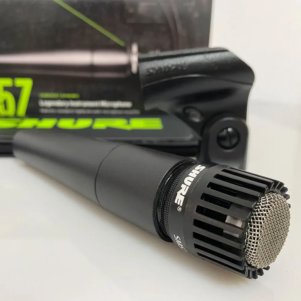 ميكروفون ديناميكي أحادي الاتجاه احترافي أصلي من Shure SM57 سلكي معدني لأداء غناء الكاريوكي على المسرح المباشر #4