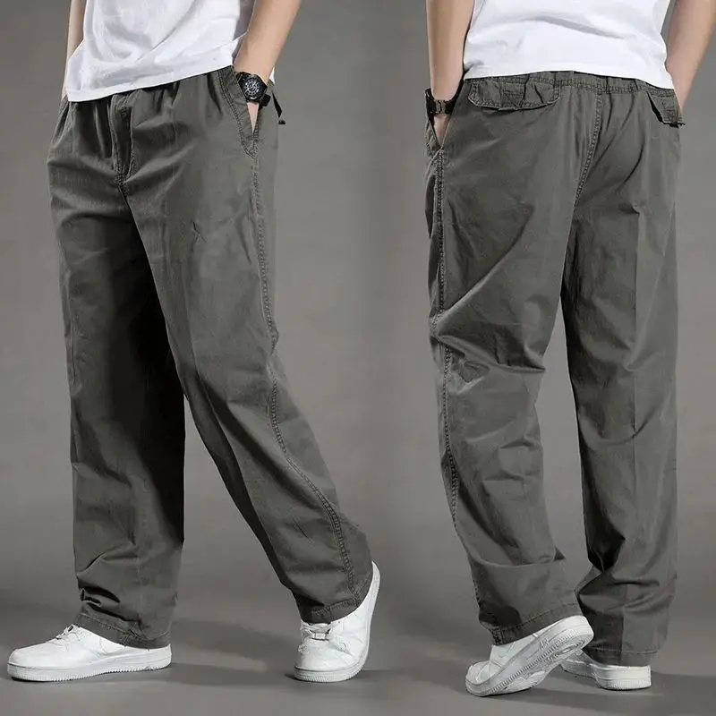 

Men's Summer Spring Cotton Cargo Pants Work Wear Straight Leg Clean Fit PVC Material Neutral Sle
