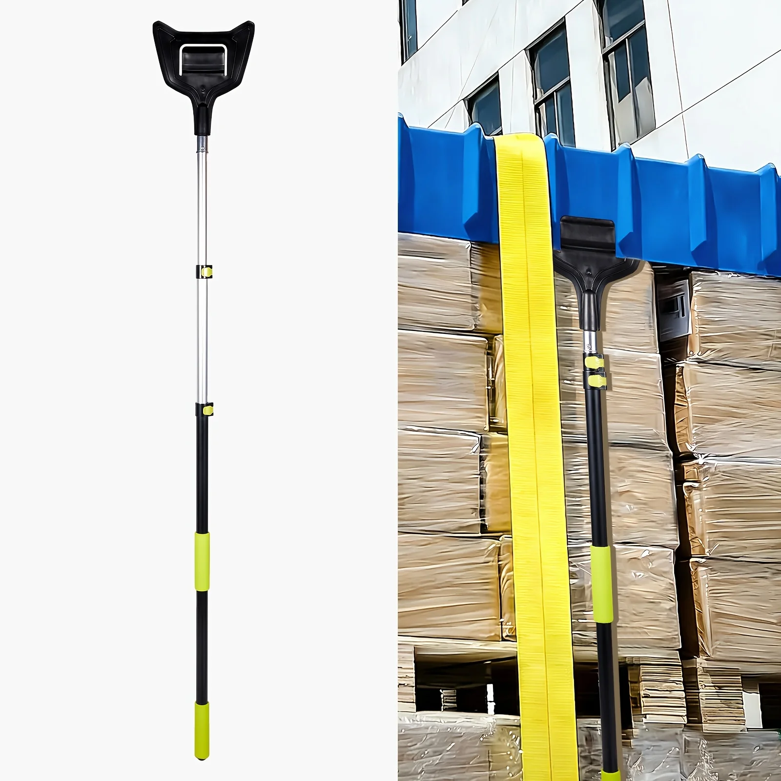 

50in-107in Adjustable Locking Clamps V Edge Sponge Hand Held Guards Handle, V Shaped Board Corner Protector Extension Handle - Edge Protector Pole for Flatbed (1/2/4 Pack)