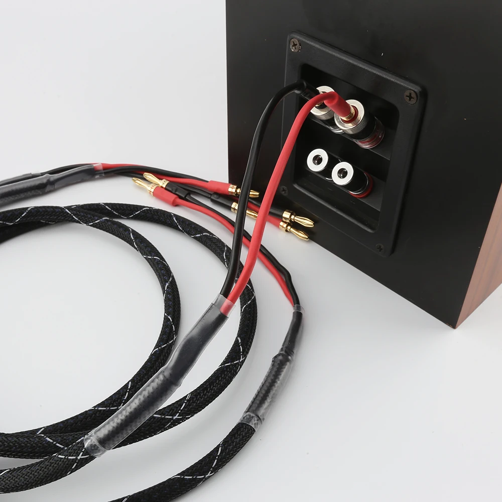 New Audiocrast Hifi 6N Pure copper Speaker Cables Banana Plug 2 to 2 Connector Audio Amplifier CD DVD Player Speaker Cable
