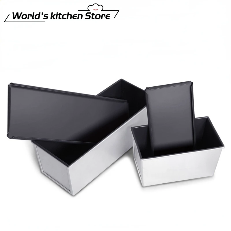 250g/450g/600g/750g/900g/1000g Aluminum alloy black non-stick coating Toast boxes Bread Loaf Pan cake mold baking tool with lid