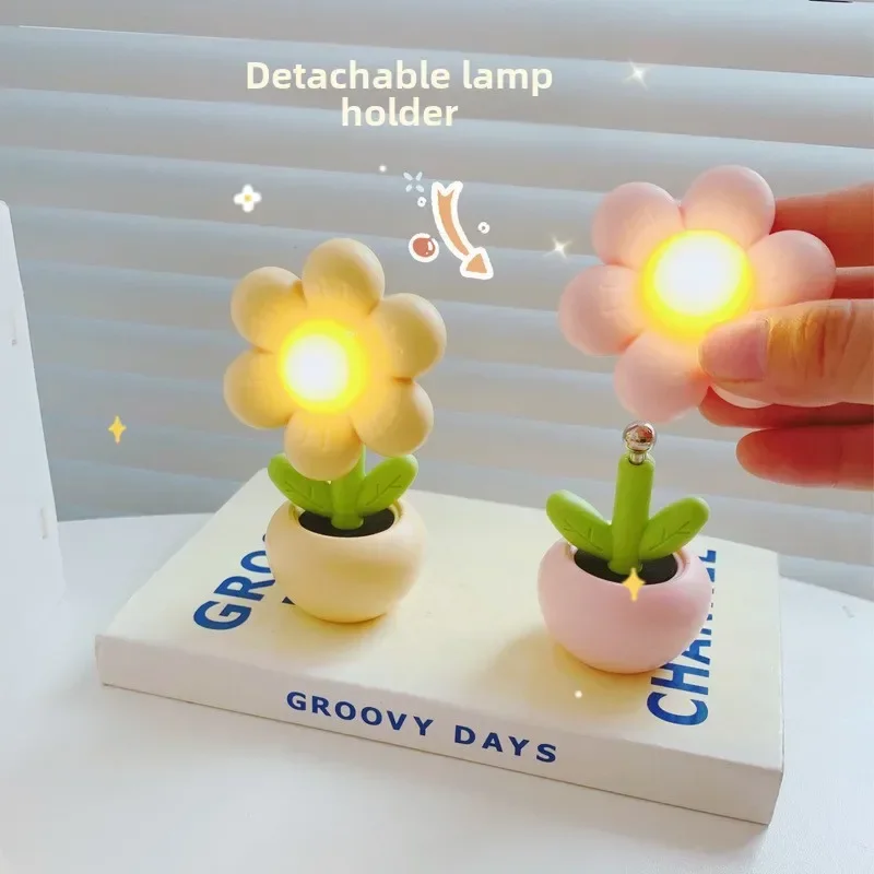 New Mini LED Flower Night Light Cute Small Table Lamp Desktop Ornament Bedside Bedroom Ambient Lights Children Toy Kids Gift