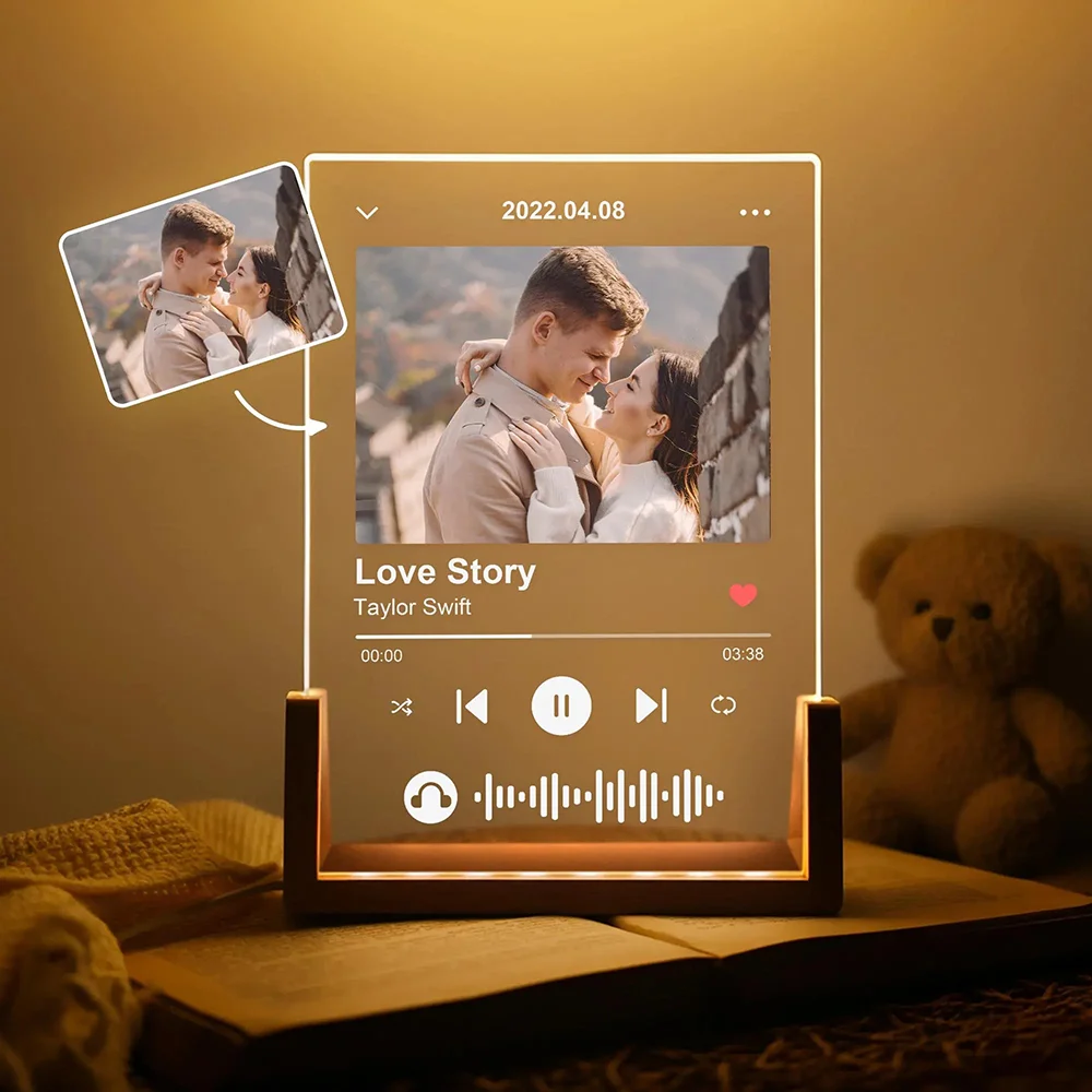 

Personalized LED Song Night Light Custom Music Acrylic Light Couple Photo Frame Custom Couple Photo Light Thoughtful Gift
