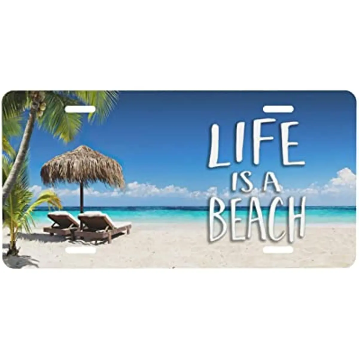 License Plate Car Front Tag Life is A Beach Decorative Metal Art Tin Sign License Plates Noverlty License Plate for Car Art Wall