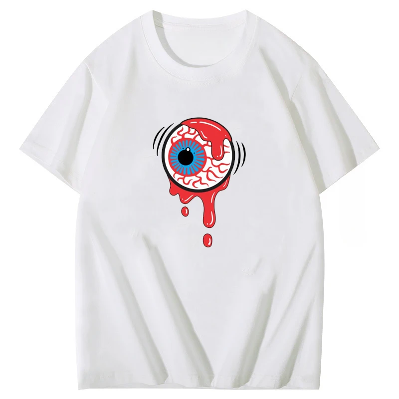 Flaming Eyeball on Champion Dip Dye Printed T-shirt Casual Fashion Summer Short Sleeve Tops Are Available for Men and Women