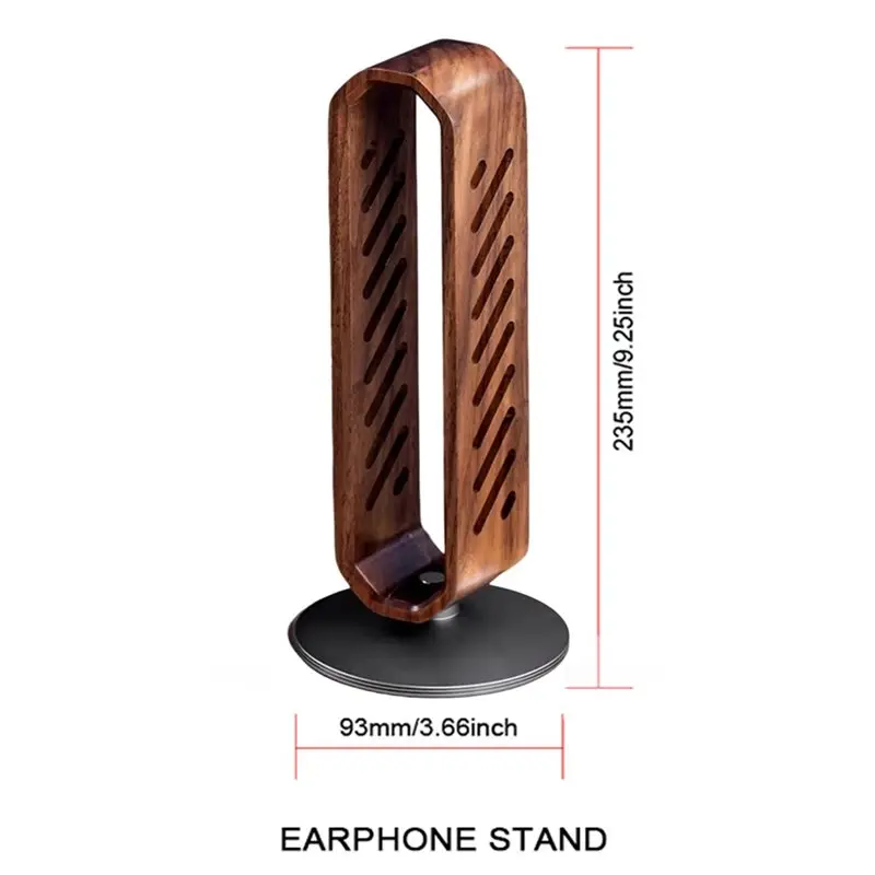 FFYY-Rotating Walnut Wooden Headset Holder Stand For Over-Ear Headphones Desk Organizer For Audio Equipment Storage Display Gift - view 6