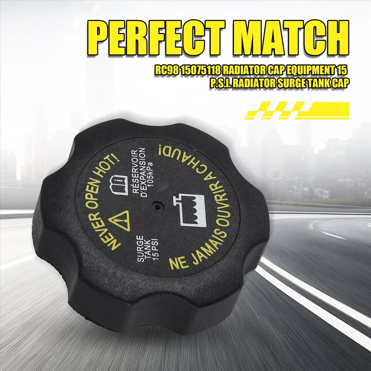 Super Sale RC98 15075118 Radiator Cap Equipment 15 P.S.I. Radiator Surge Tank Cap for Chevy Silverado GMC Sierra Yukon Hummer H2