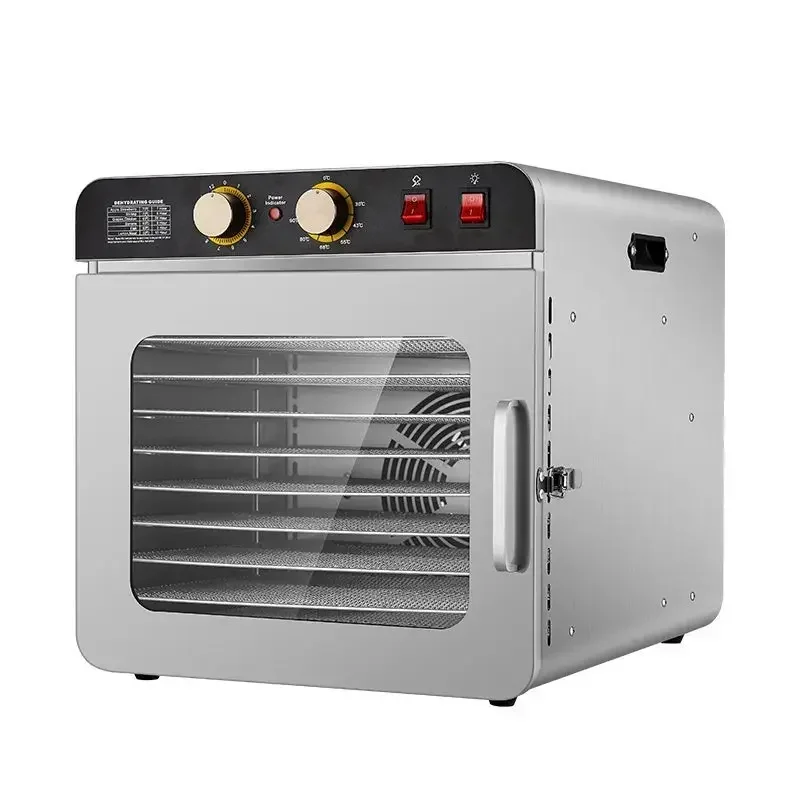 

10 Layer Stainless Steel Food Dehydrator Machine Commercial Household Dual Knob Timing Visualized Simple Dryer Fruit Maker