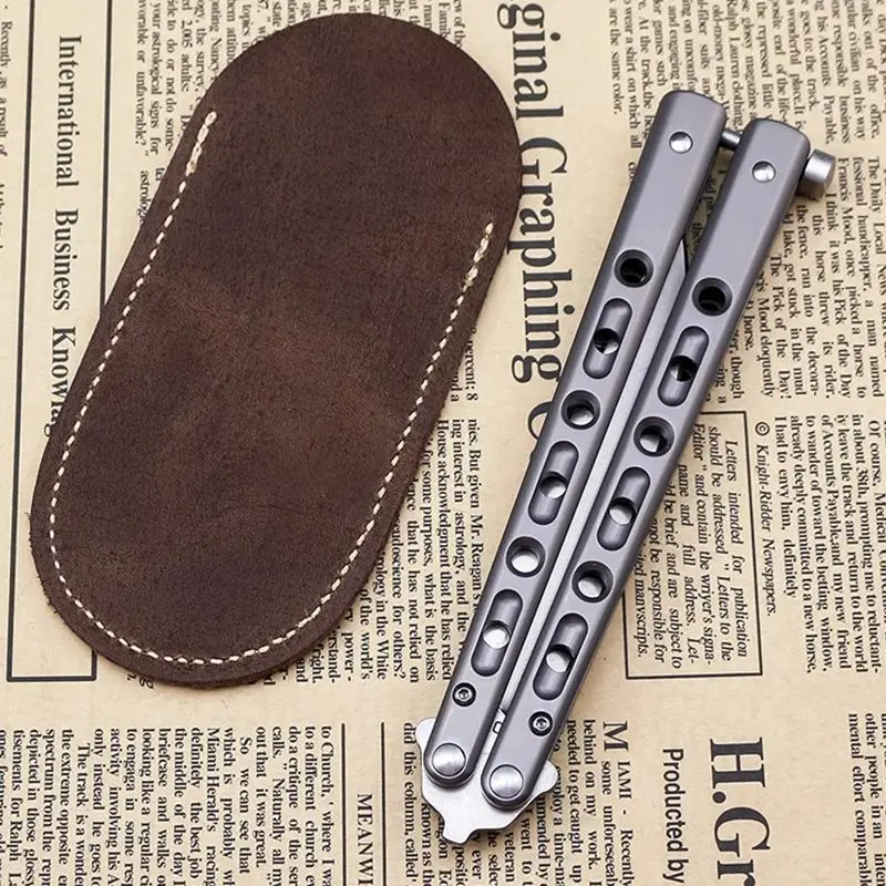 Butterfly Knife Pocket Holders, Leather Small Knife Sheath Carrying Knives Leather Cover Sheath Pocket EDC Camping Outdoor Tool