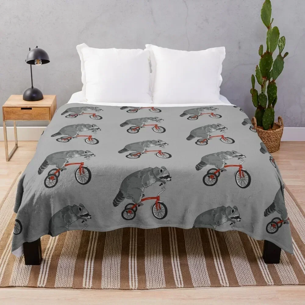 Trash Panda Tricycle Throw Blanket Elegant Warm Throw Blanket for Hotel Home