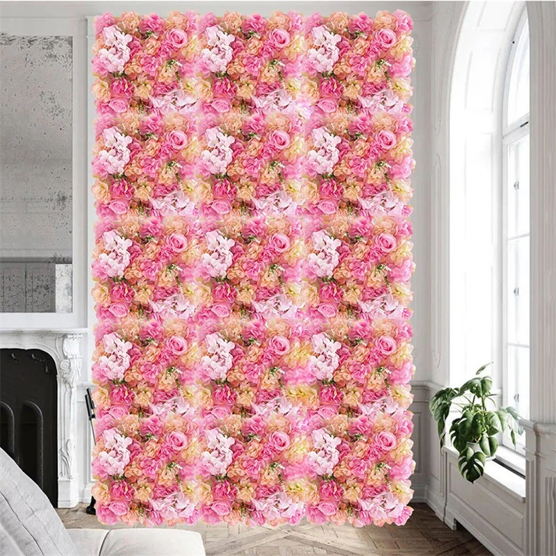 4pcs Silk Rose Flowers 3D Backdrop Wall Wedding Decoration Artificial Flower Wall Panel for Home Decor