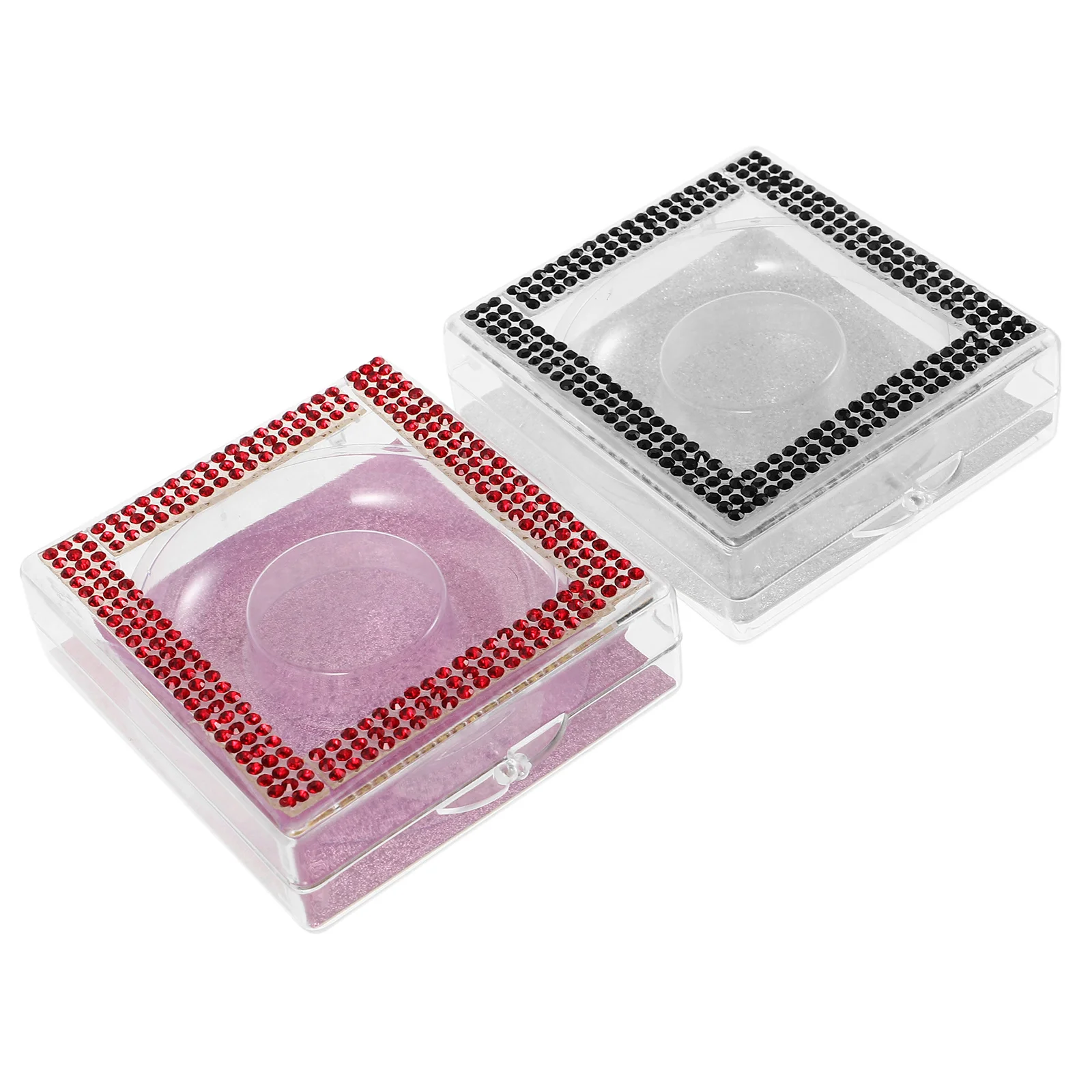 

2Pcs Compact Eyelash Case Transparent Plastic False Eyelash Holder Travel Storage Organizer Portable Lash Box False Lash Holder
