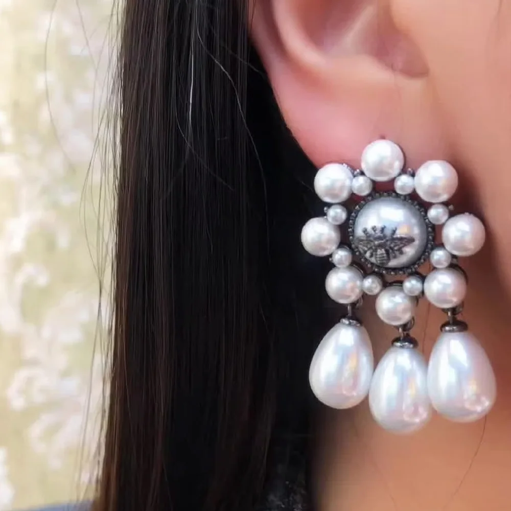 

Missvikki New Boho Charm Ins Style Nature Pearl Drop Earrings for Women Bridal Wedding Party Be Original Lady Summer Jewelry